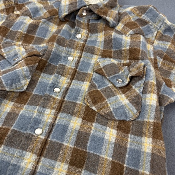 VTG PENDLETON Youth Boys Short Sleeve Pearl‎ Snap Wool Shirt - L - Picture 3 of 5